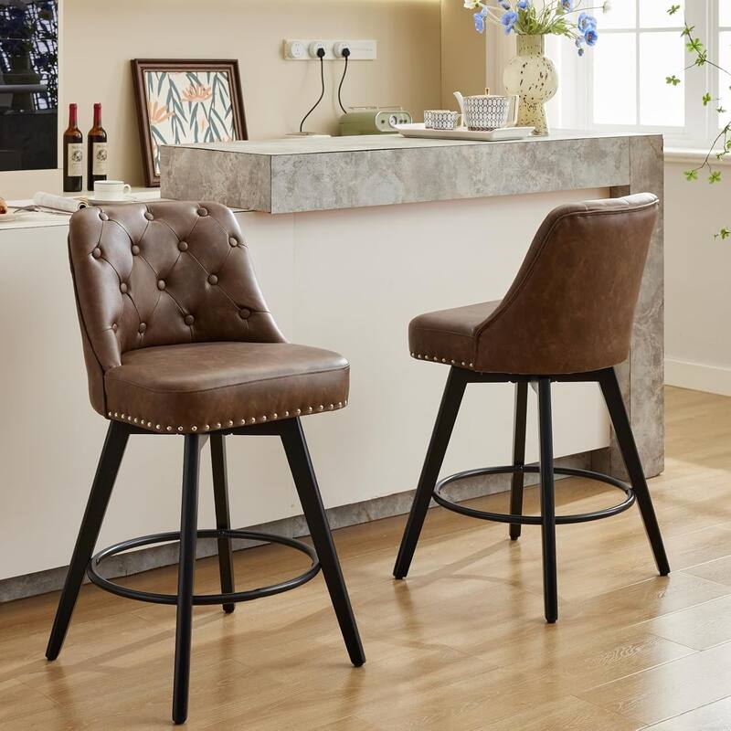 Bar Stools Set of 2, Modern Swivel Counter Height Bar Stools