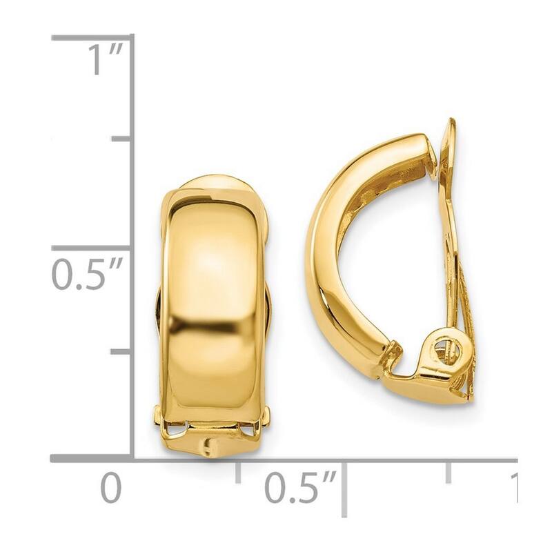 Curata 14k Yellow Gold Non Pierced Polished Earrings - 18x10mm