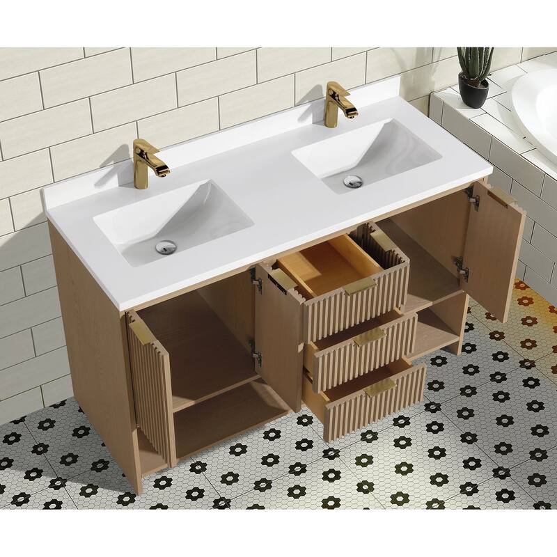 Ari Bath San Diego 55" Freestanding Bathroom Vanity Oak
