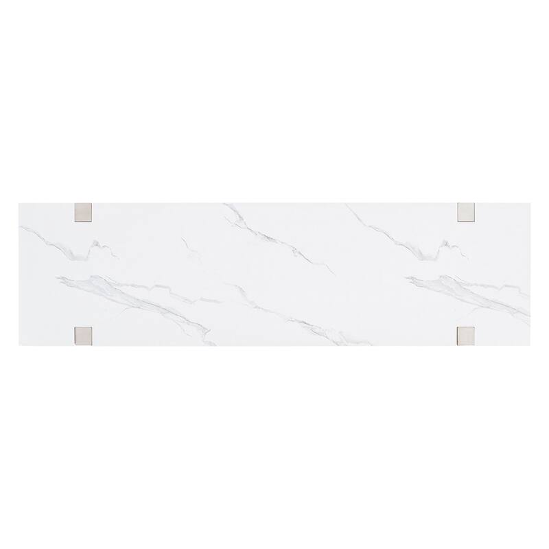 Retro Elegant Console Table with Marble-Effect Top & Versatile Storage