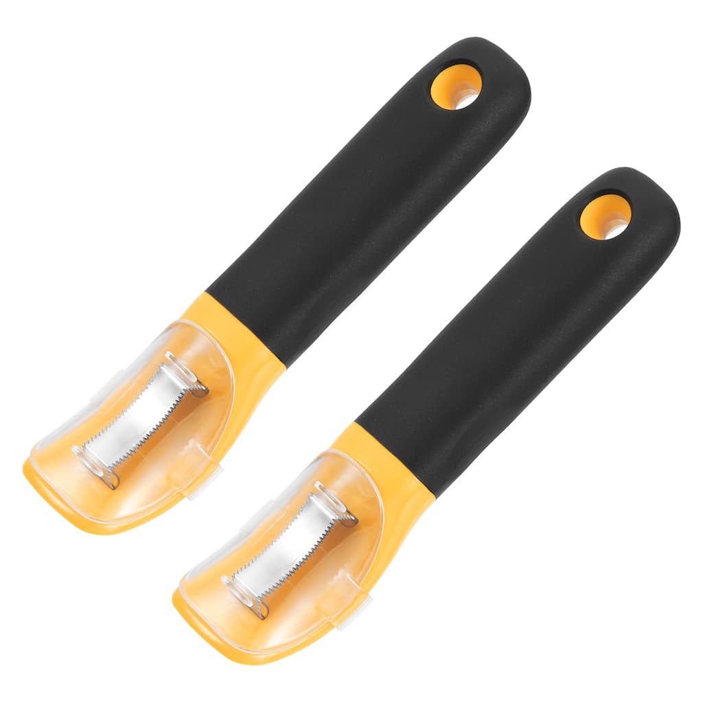 2pcs Stainless Steel Corn Peeler Corn Stripper Tool for Corn on the Cob, Silver - Yellow/Black