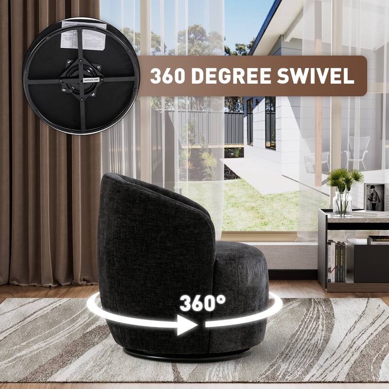 Ouyessir Swivel Barrel Chair Upholstered Armchair (Set of 1)