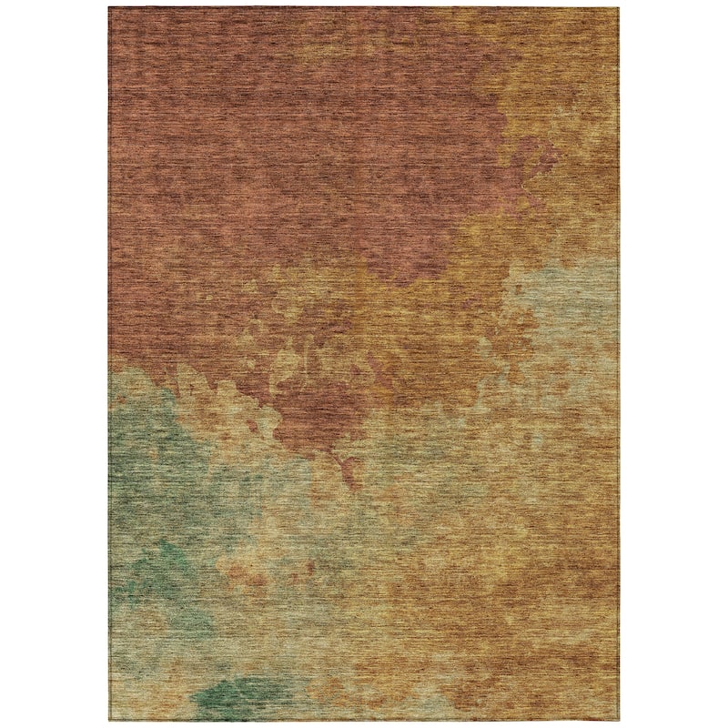 Machine Washable Indoor/ Outdoor Abstract Modern Chantille Rug
