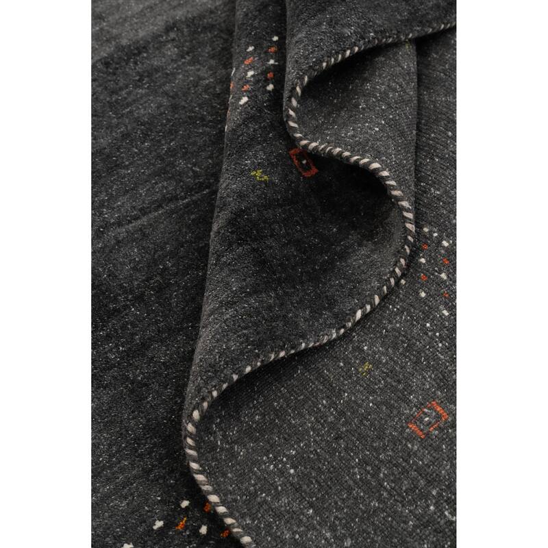 Hand Knotted Oriental 100% Wool Carpet Tribal Animal Pictorial Greys & Charcoal Gabbeh Area Rug - 7' 11'' X 8' 0''