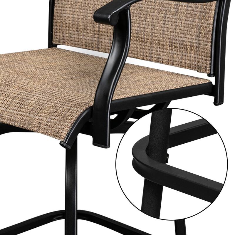 2-Piece Wrought Iron Swivel Bar Chair Patio Swivel Bar Stools