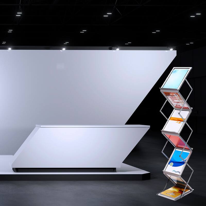 Foldable Aluminum Magazine Display Racks 6 Layers A4 Stand Literature Rack - Silver Tone