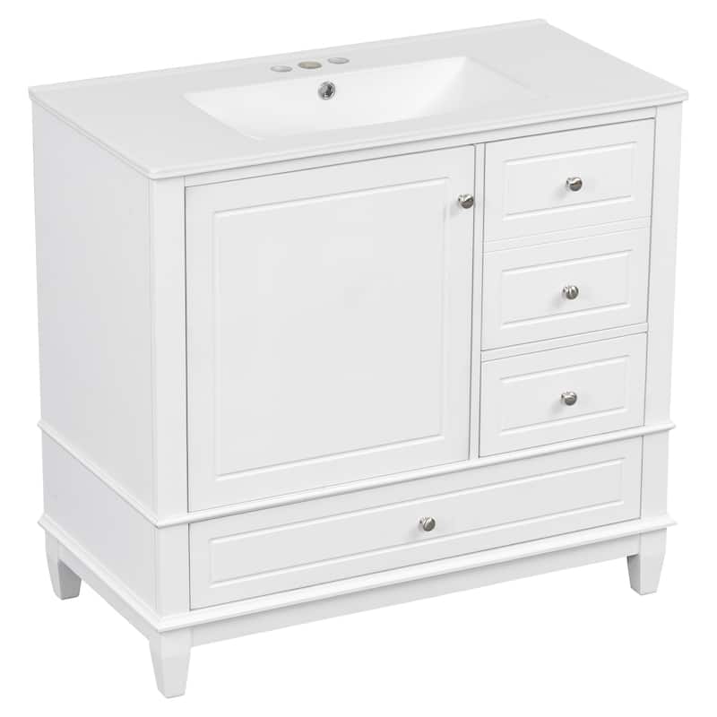 GDFStudio - Isabella 36-Inch Freestanding Bathroom Vanity with Ceramic Sink and Ample Storage Solutions