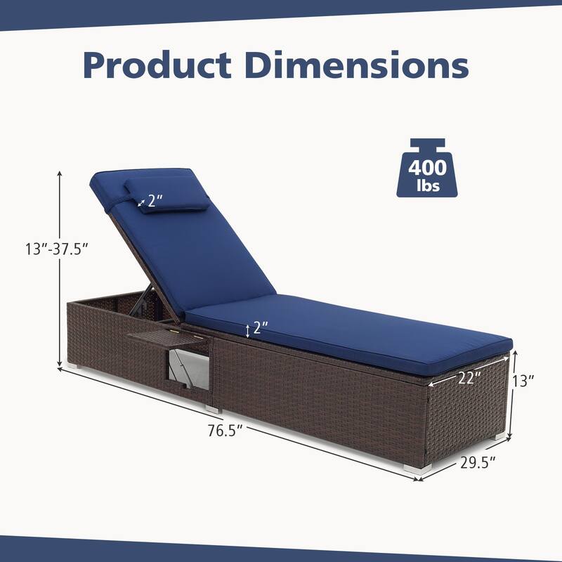 Gymax Chaise Lounge w/ 6-level Backrest Comfy Seat & Headrest Backyard