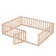 Floor Bed with Rails for Kids Wood Queen Playhouse Bed - Natural - Bed ...