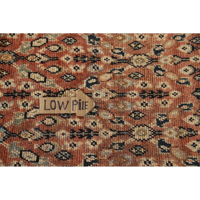 Orange Geometric Mahal Antique Persian Wool Carpet - 3'9" x 11'6"