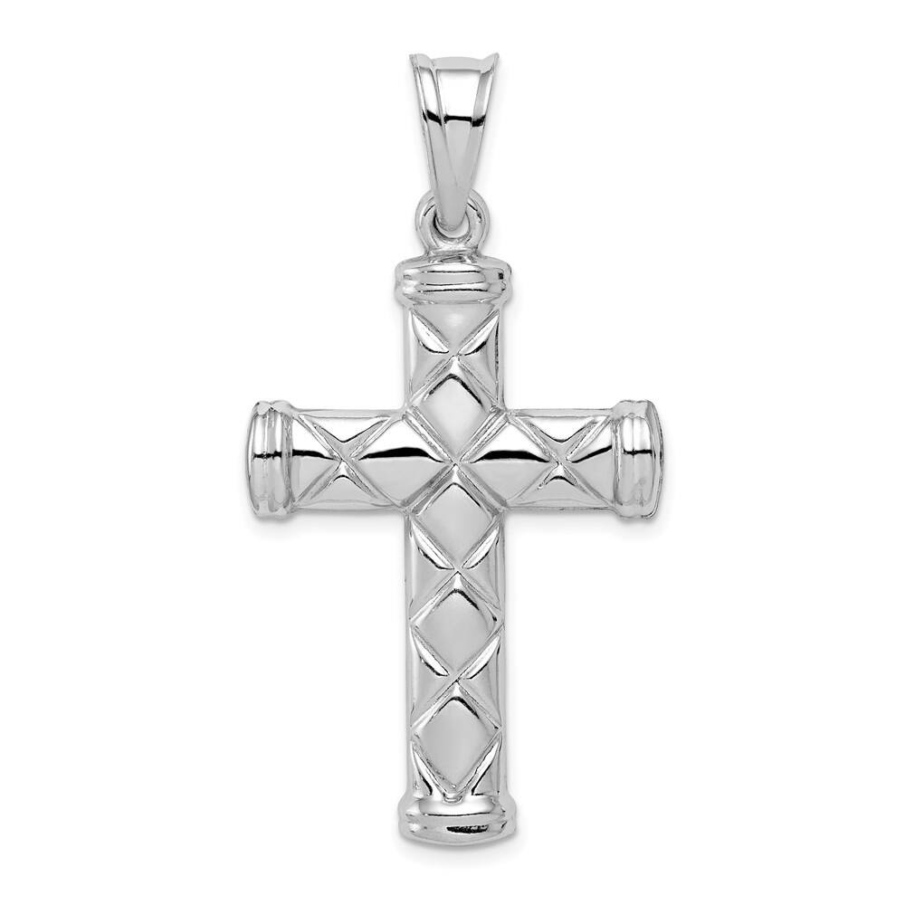 Diamond2Deal 925 Sterling Silver Rhodium-plated Hollow Latin Cross Pendant