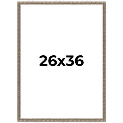 26x36 Frame Silver Versailles Ornate Solid Wood Picture Frame | 1 Inch