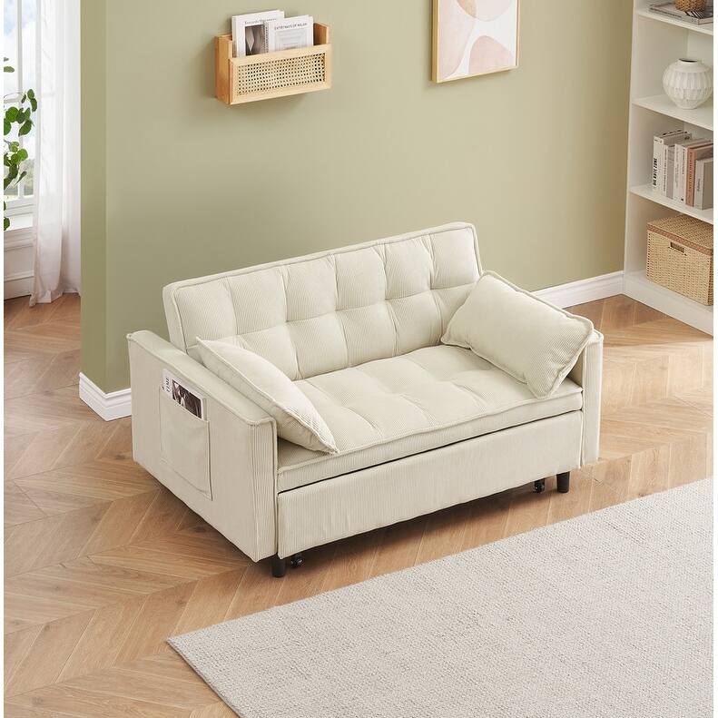 55" Corduroy Double Upholstered Sofa Bed