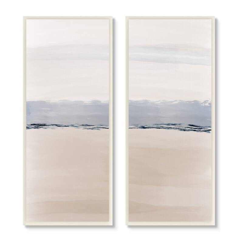 Stupell Abstract Nautical Shoreline Landscape Blue Beige Horizon 2pc Multi Piece Wood Wall Art