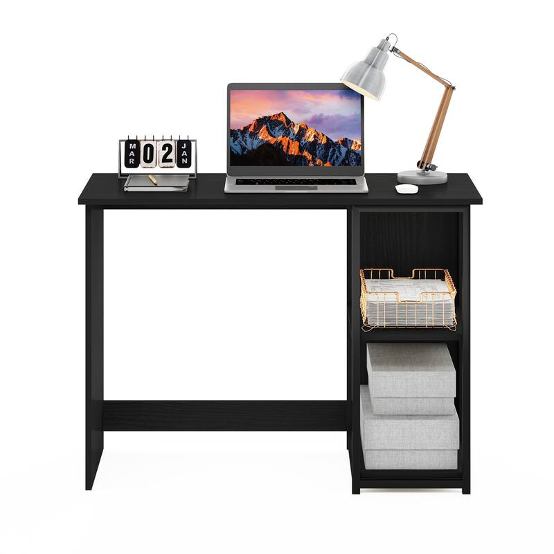 Modern 40 Inch Computer Desk - Home Office Workstation - Sleek Design - Black & Americano Finish