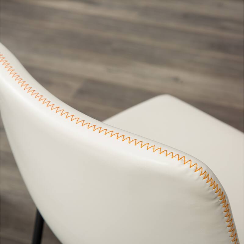 Vintage PU Leather Bar Stools with Footrest, Set of 2