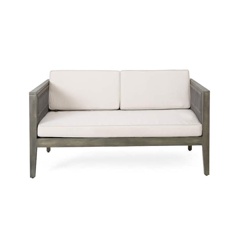 Remy Outdoor Acacia Wood 4 Pieces Patio Chat Set by Christopher Knight Home