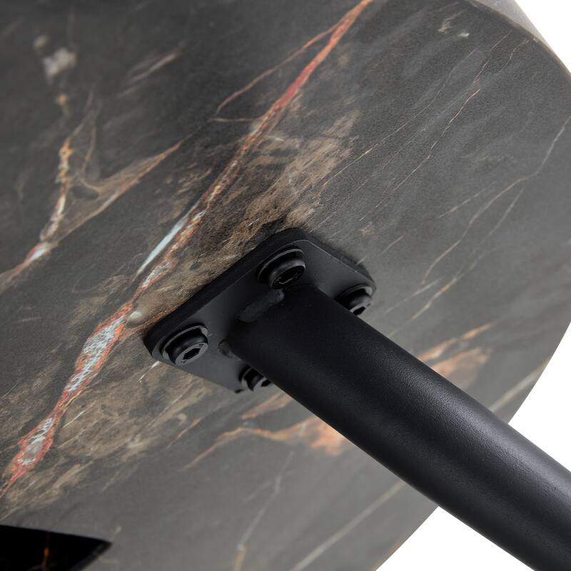 31.5 Inch Round Coffee Table with Adjustable Legs Small End Table with Marble Sticker Top Home Center Table