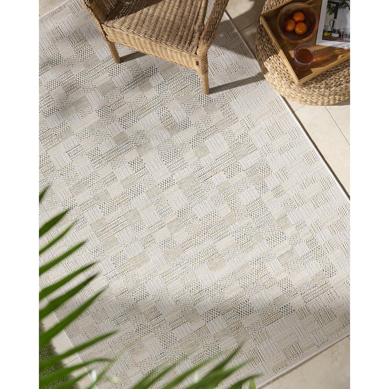 Livabliss Crete Cottage Indoor/Outdoor Area Rug - Taupe - 5' x 7'