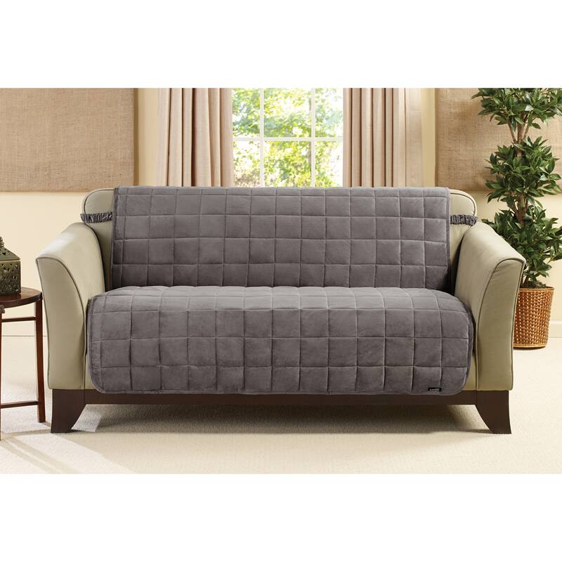 SureFit Deluxe Pet Armless Loveseat Furniture Cover - Grey