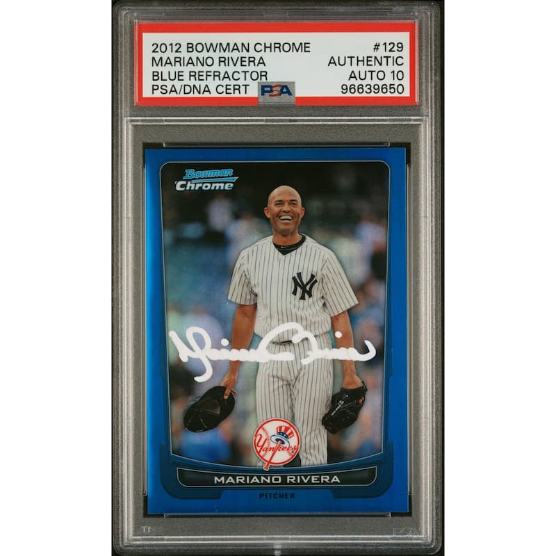 Mariano Rivera 2012 Bowman Chrome Blue Refractor Card #129 Auto PSA 10 84/250 - 8'6" x 11'6"