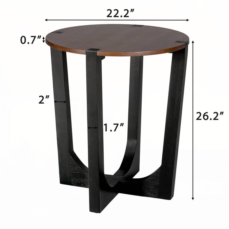 outdoor ACACIA SOLID WOOD SIDE TABLE,BROWN and BLACK COLOR
