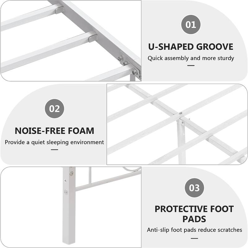 VECELO Metal Bed Frame with Headboard Classic Metal Platform Bed Frame Mattress Foundation with Victorian Style Footboard