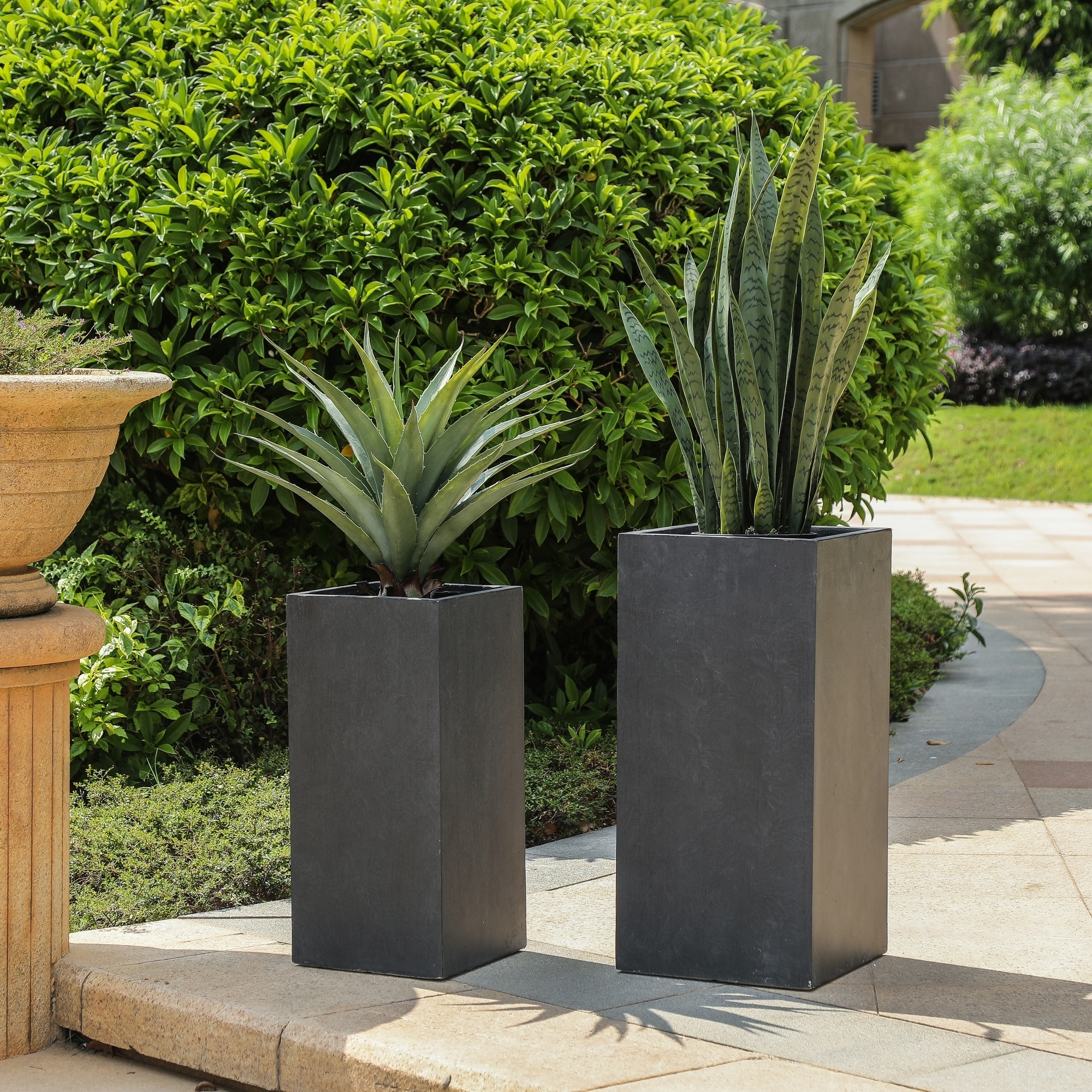 Grey Tall Square MgO Planters Set of 18