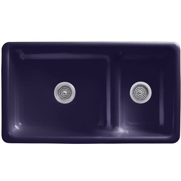 Shop Kohler K 6625 Iron Tones 33 Drop In Double Basin Cast Iron