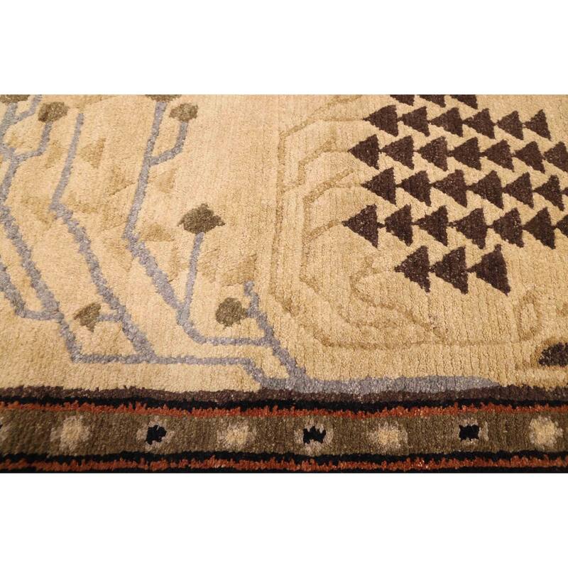 ECARPETGALLERY Hand-knotted Kathmandu Light Khaki Wool Rug - 8'7 x 11'6