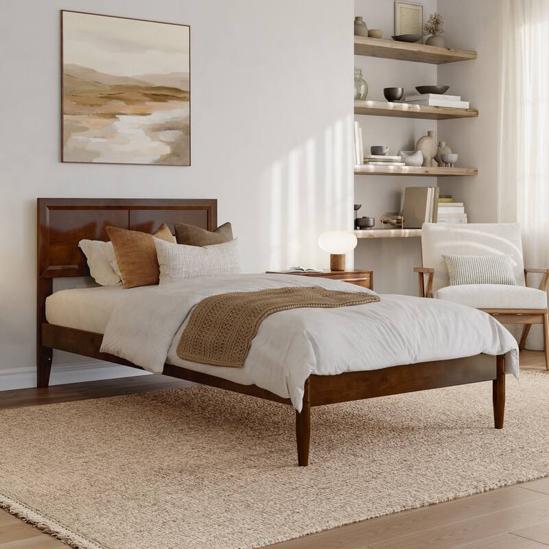 Ellarie Platform Bed with Adjustable Headboard - Twin XL - Walnut