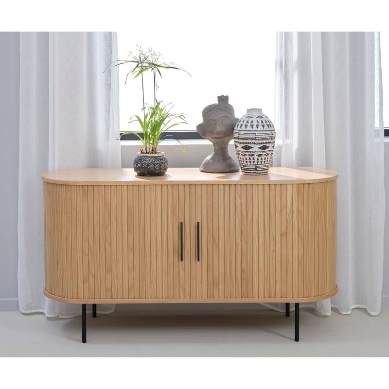 Rye Studio Nicola Mid-Century Modern Rounded Sliding Door Sideboard - Natural Oak - 71"