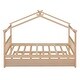 preview thumbnail 3 of 8, Twin Size Wooden House Bed with Trundle Bed & Roof , Natural