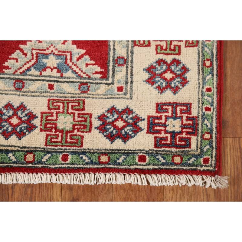 Geometric Kazak Runner Rug Handmade Oriental Wool Carpet - 2'9" x 9'8"