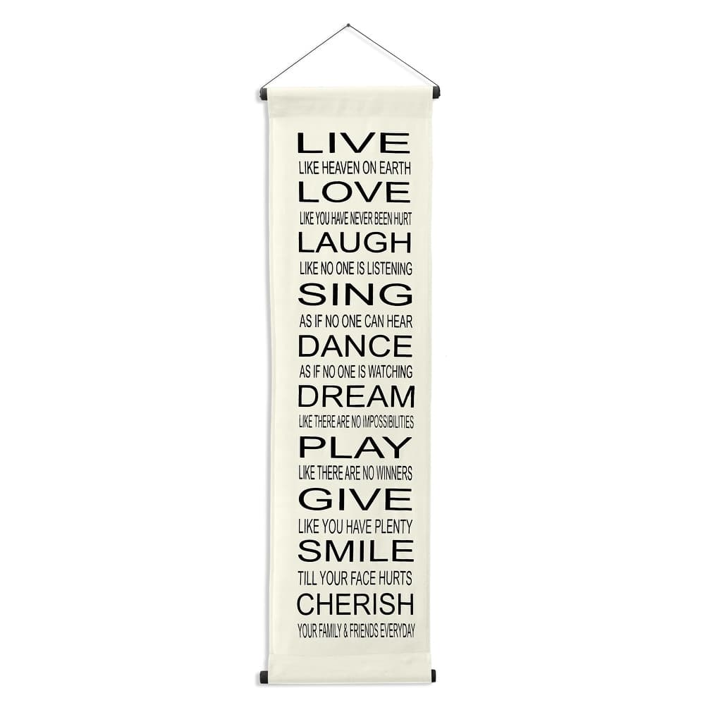 Inspirational Wall Decor Banner, Inspiring Quote Scroll, Motivational Message, Thought Saying Tapestry Live, Love, Laugh, Sing