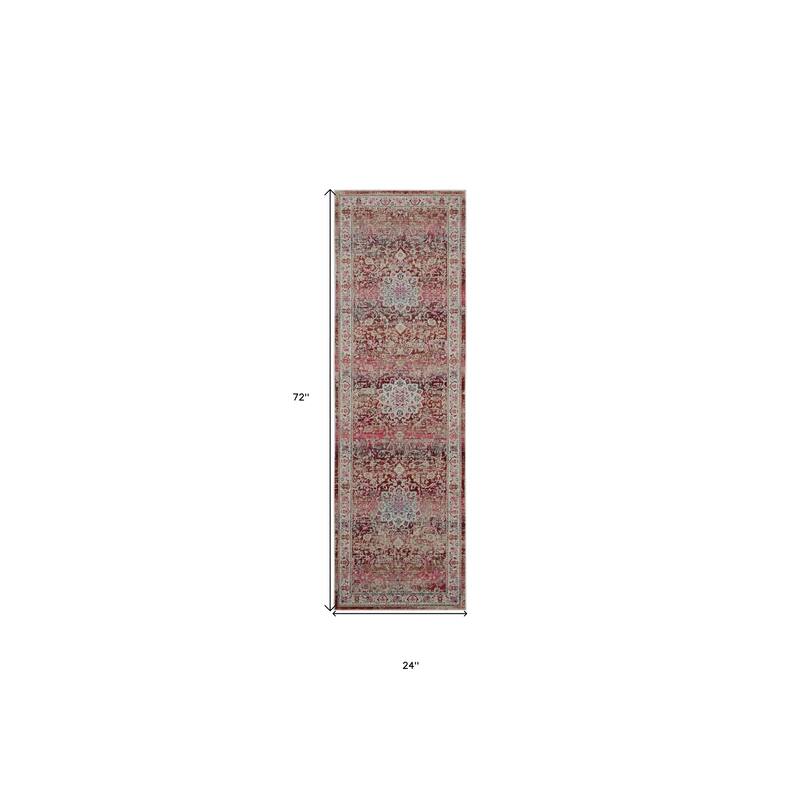 HomeRootsFloral Transitional Runner Area Rug - 72' X '24' X '0.5