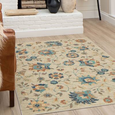 Mohawk Home Ava Beige Transitional Floral Area Rug