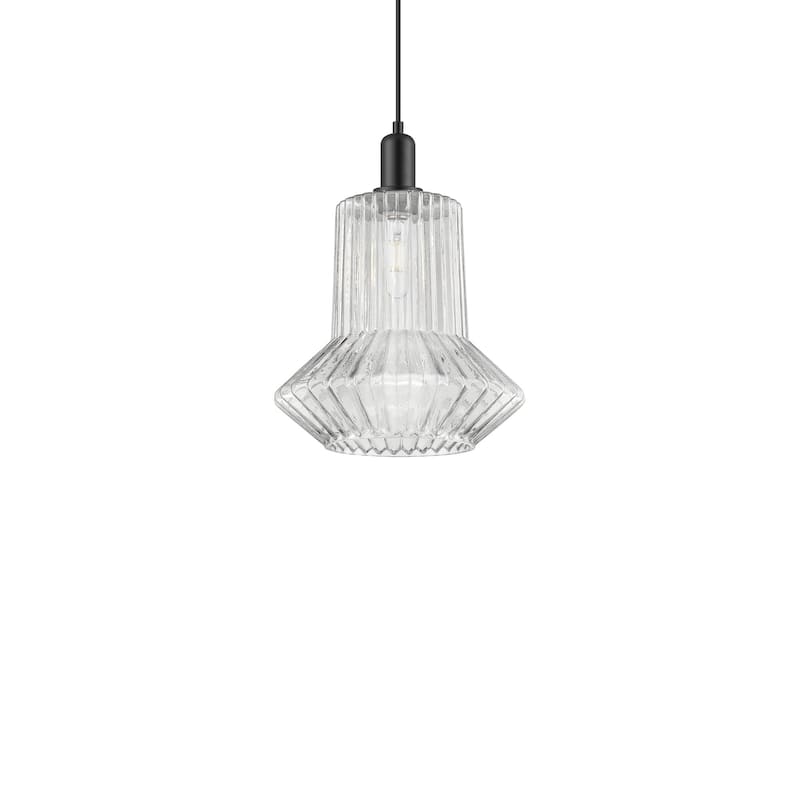 Innovations Lighting 716-1P-16-12 Springwater Pendant Springwater 12" - Matte Black / Clear Fluted
