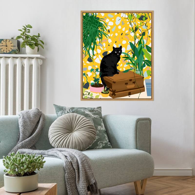 Urban Jungle Cat by Uma Gokhale Framed Canvas Wall Art