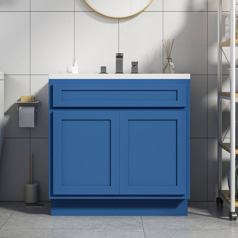 Vanity Art 36 Inch Single Sink Bathroom Vanity Cabinet - Blue