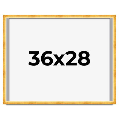 36x28 Shadow Box Frame Gold | 1.625 Inches Deep Real Wood Traditional