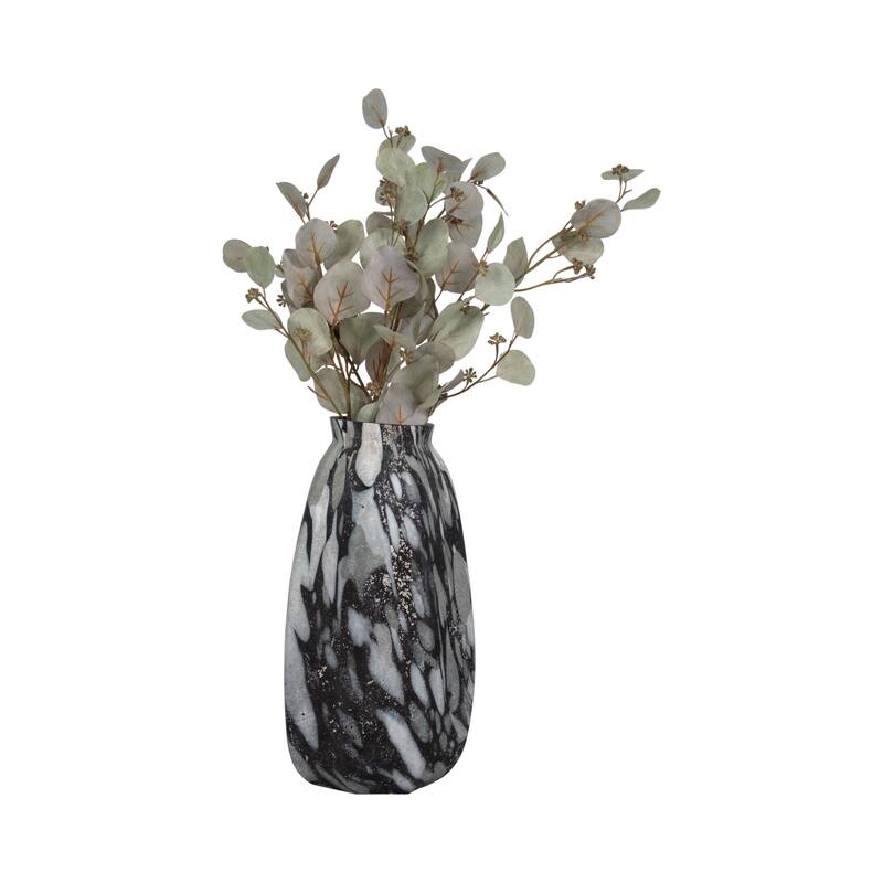 Decorative Glass Vase with Abstract Pattern - Artistic Tall Flower Vase for Home Decor