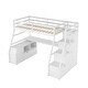 preview thumbnail 78 of 83, Multi-Storage Loft Bed Wood Frame with Cabinet and Desk, Storage Stairs and Safety Guardrail, Trapezoidal Large Space Design