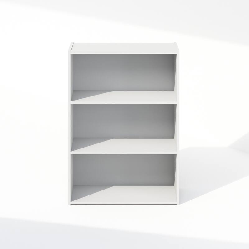 31.5 in. Tall White Wood 3-Shelf Bookcase