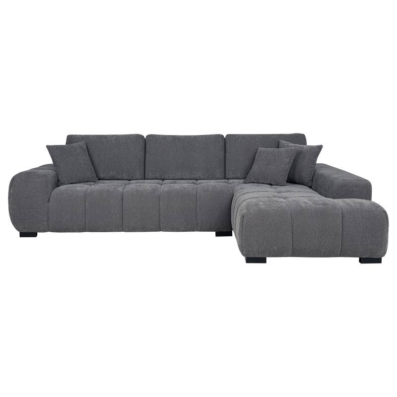 Plather Upholstered Sectional Chaise Sofa