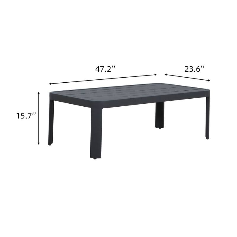 4-Piece Outdoor Patio Convertsation Set with Beige Cushions