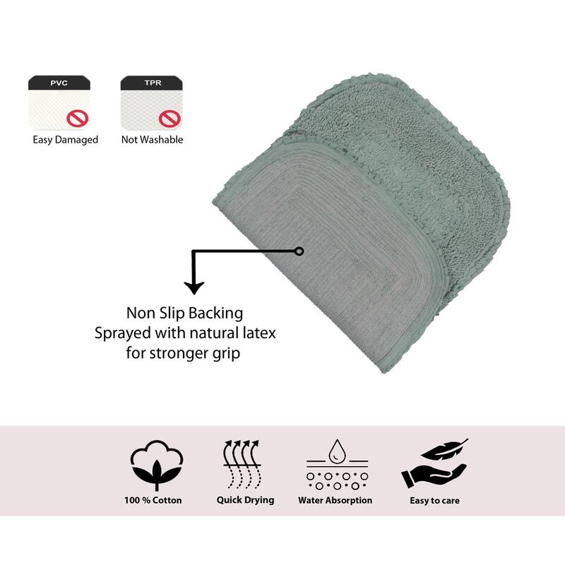 Radiant Collection Absorbent Cotton 2 Piece Set Machine Washable Bath Rug