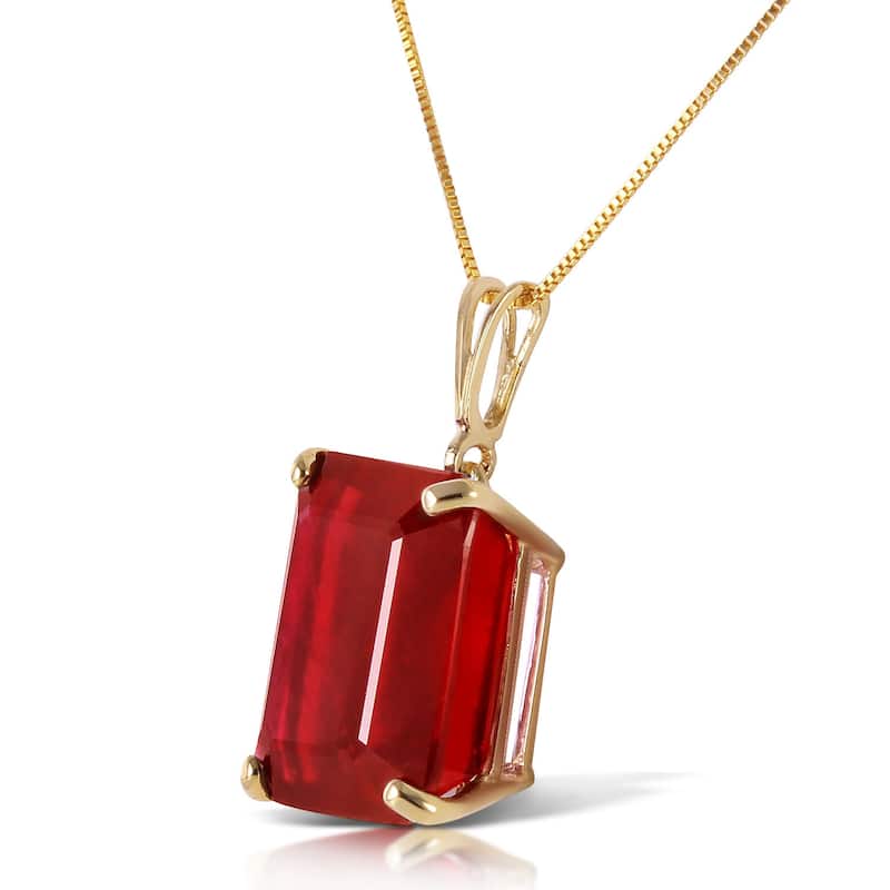 6.5 Carat 14K Solid Gold Gemstone Necklace Octagon Natural Ruby