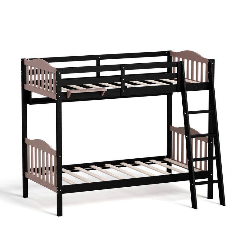 Twin Over Twin Solid Wood Bunk Bed for Kids and Adults, No Box Spring Required