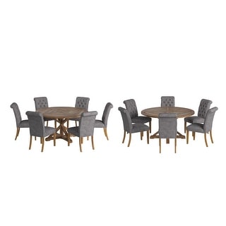 Krakova X-Base Round Table With Premium Tufted Rolled Back Parsons ...
